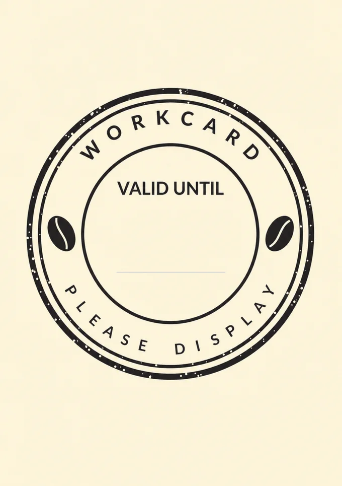 The front of a WorkCard, with the space where staff write the time